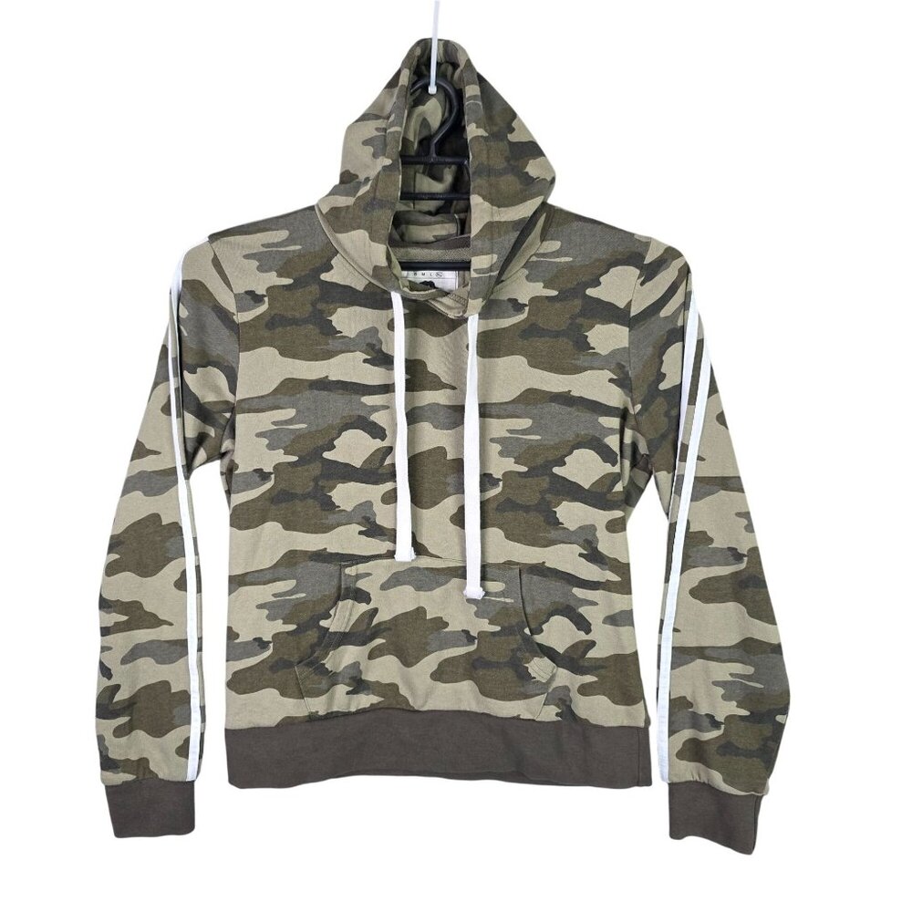 Womens Reflex Green Camo Fleece Sweatshirt Drawstring Cotton Blend Size XL